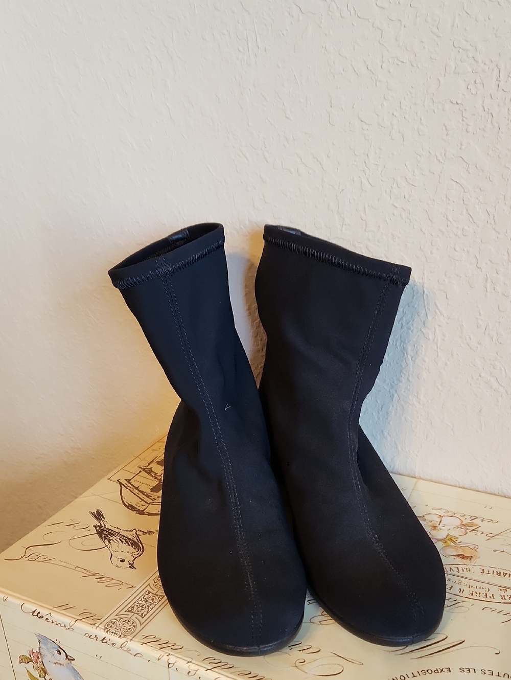Ecco Black Stretch Sock Heeled Boots